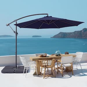 10 ft. Round Outdoor Patio Cantilever Offset Umbrellas in Navy Blue
