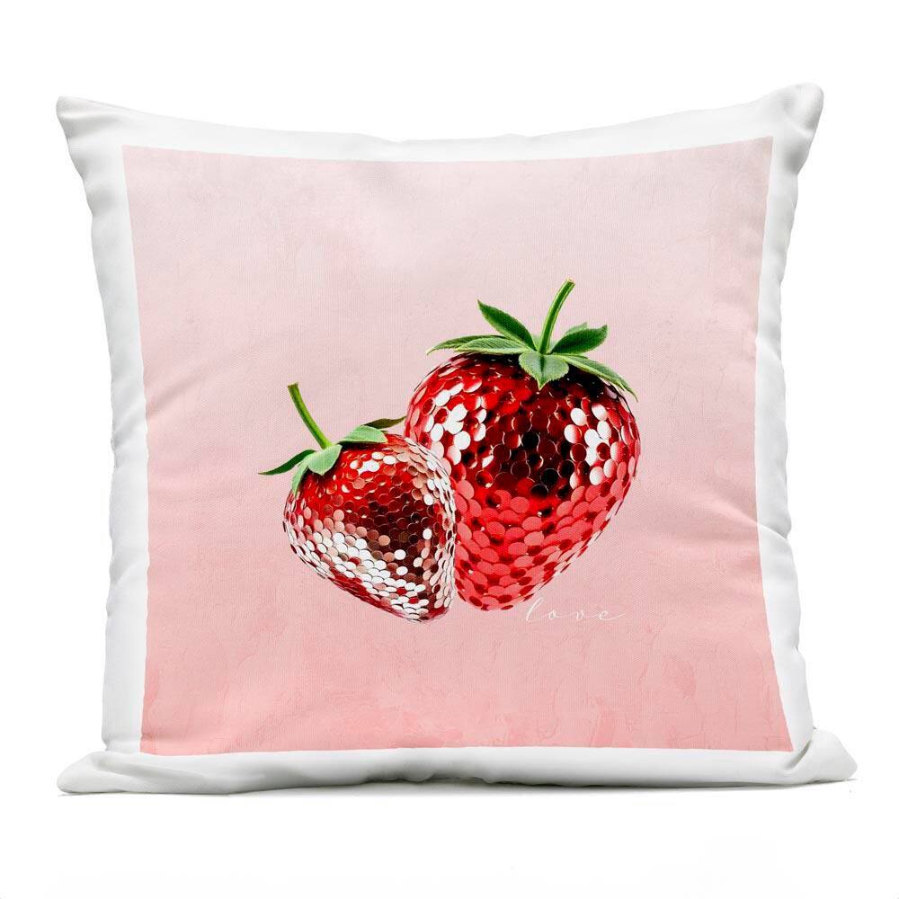 Disco Sequin Strawberries Red Square Outdoor Throw Pillow price history on PriceWatchPro