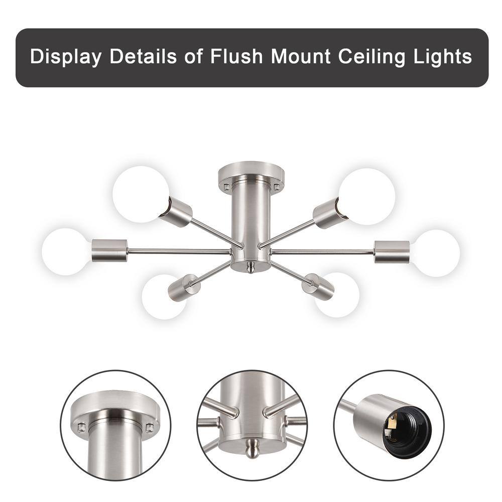 Nickel 6-Light Sputnik Linear Chandelier
