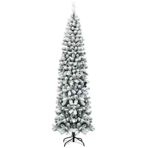 7.5 ft. White Unlit Flocked Slim Pencil Artificial Christmas Tree