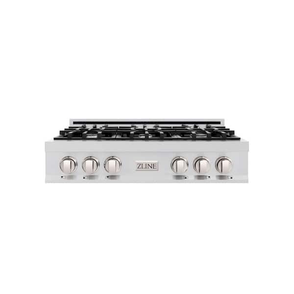 36 in. 6 Burner Front Control Gas Cooktop in Stainless Steel