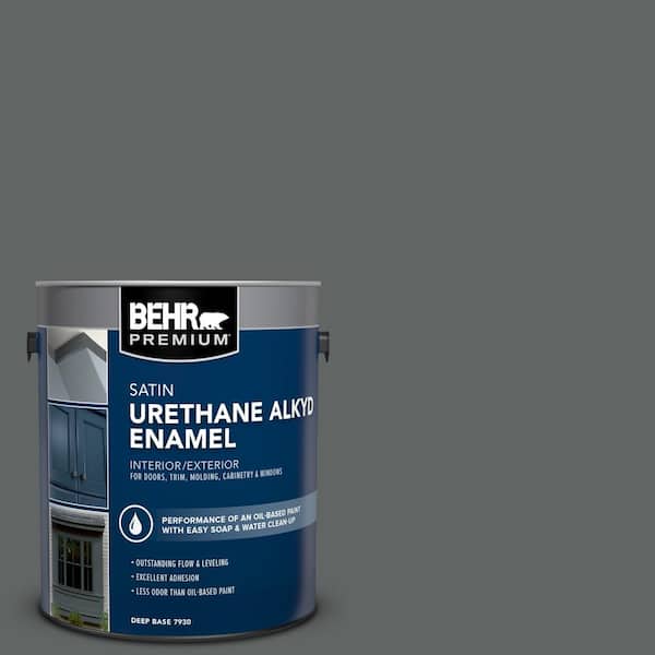 BEHR PREMIUM 1 gal. #BXC-41 Charcoal Urethane Alkyd Satin Enamel Interior/Exterior Paint