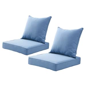 Outdoor/Indoor Deep-Seat Cushion 24 in. x 24 in. x 4 in. For The Patio, Backyard and Sofa Set of 2 Warm Blue