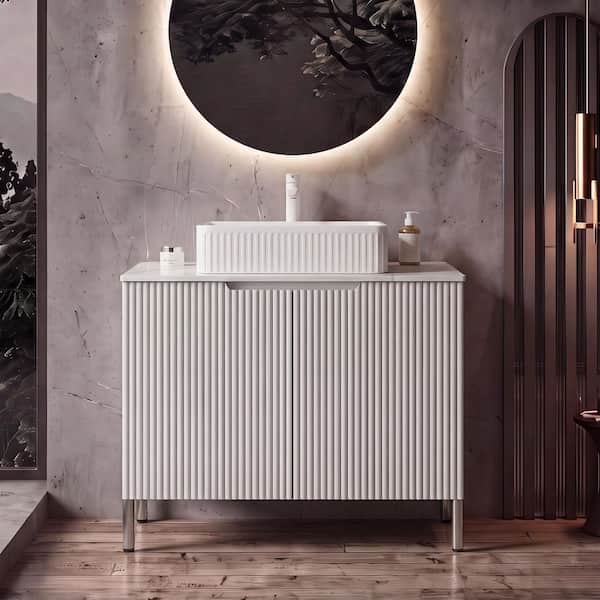 Yingze 30 in. Freestanding Single Sink White Bath Vanity with