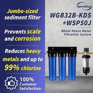 Whole House Water Filter w/Jumbo-Sized Spin Down Sediment Filter, Anti-Scale, GAC+KDF and Carbon Block