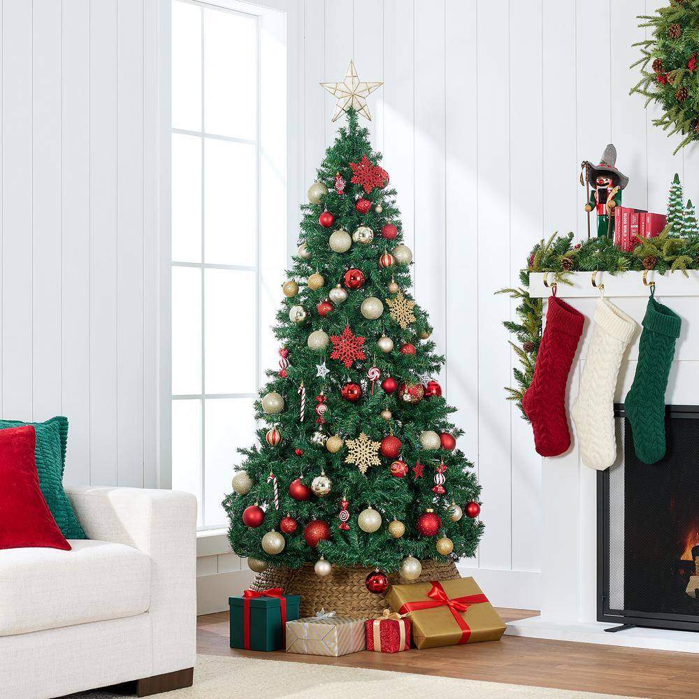 6-Foot Green Hinged Artificial Christmas Pine Tree with Metal Base