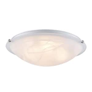 20 in. 4-Light Brushed Nickel Flush Mount Ceiling Light Fixture with Marbleized Glass Shade