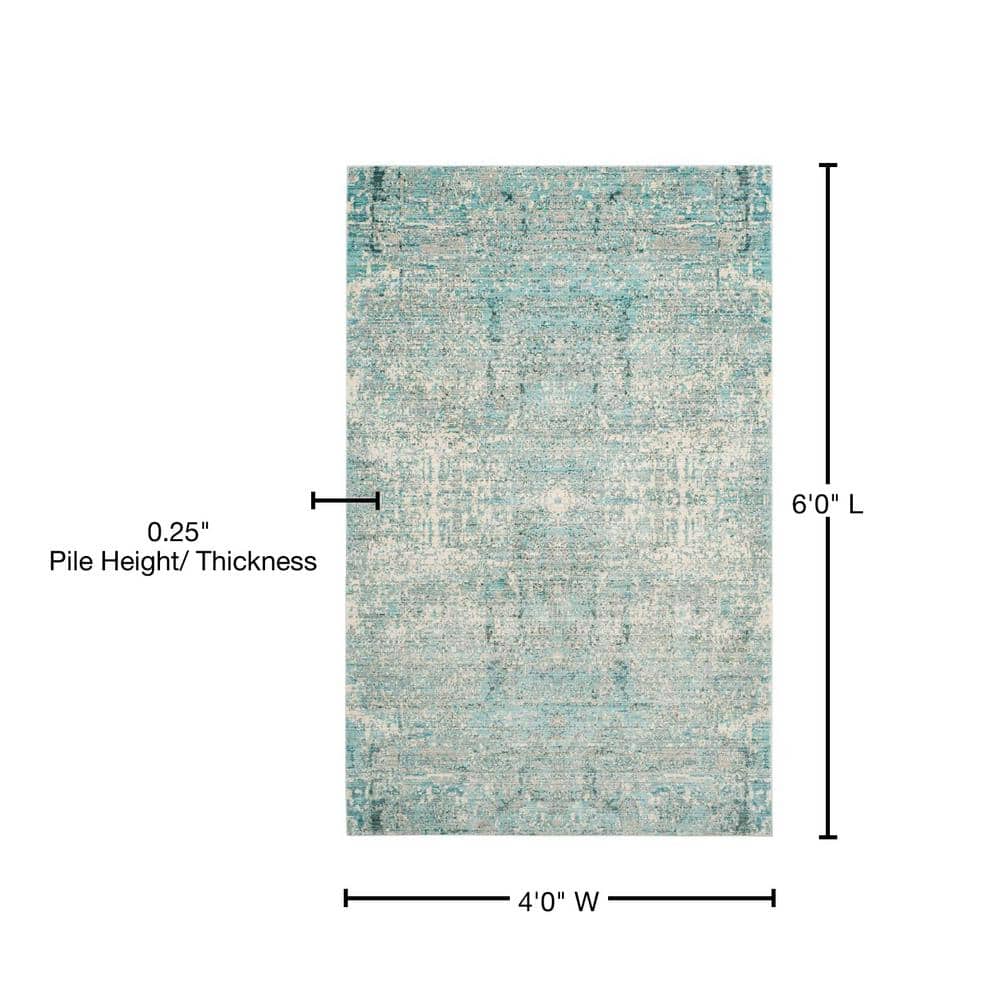 Teal and Multicolor Abstract Synthetic 4' x 6' Area Rug