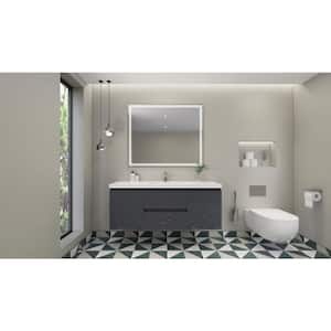 Bohemia 60 in. W Bath Vanity in High Gloss Gray with Reinforced Acrylic Vanity Top in White with White Basin