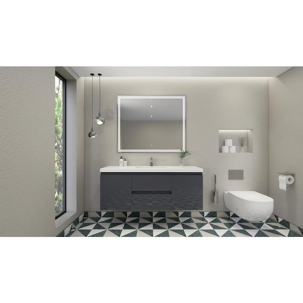 Bohemia 60 in. W Bath Vanity in High Gloss White with Reinforced Acrylic Vanity Top in White with White Basins