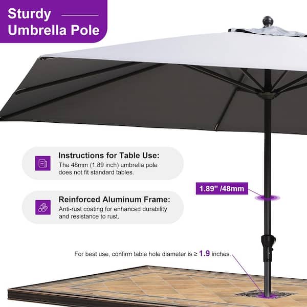 discount patio umbrellas PURPLE LEAF Luxury Market Umbrella Heavy-Duty Commercial Hydraulic Semi-Automatic Patio Umbrella Navy Blue / 8x8 FT(1.9" Pole)