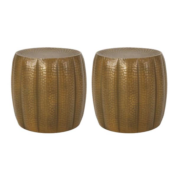 Unbranded Gold Hammered End Tables (Set of 2)