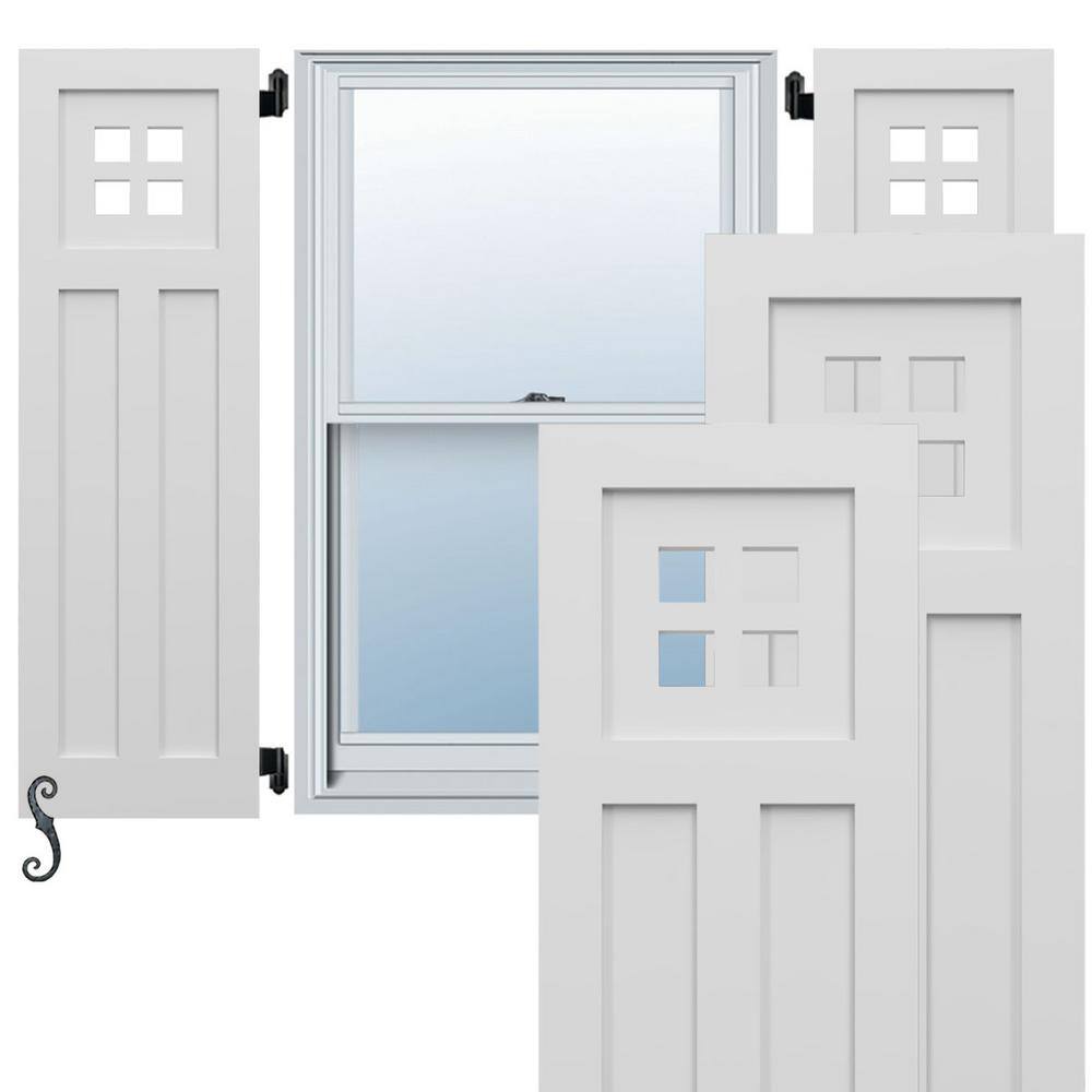EnduraCore San Antonio Mission Style 18-in W x 30-in H Raised Panel Composite Shutters Pair in White price history on PriceWatchPro