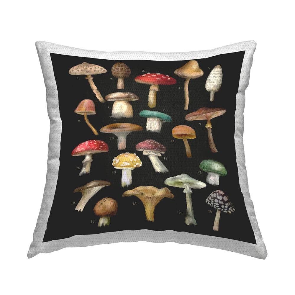 Mushrooms Species Diagrams Nature Multi-Color Square Outdoor Throw Pillow price history on PriceWatchPro