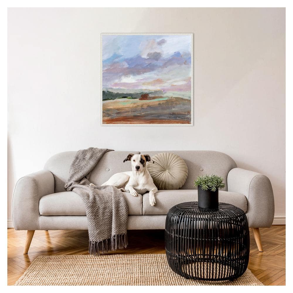 Seashore Without End Abstract Landscape Canvas Art in White Frame