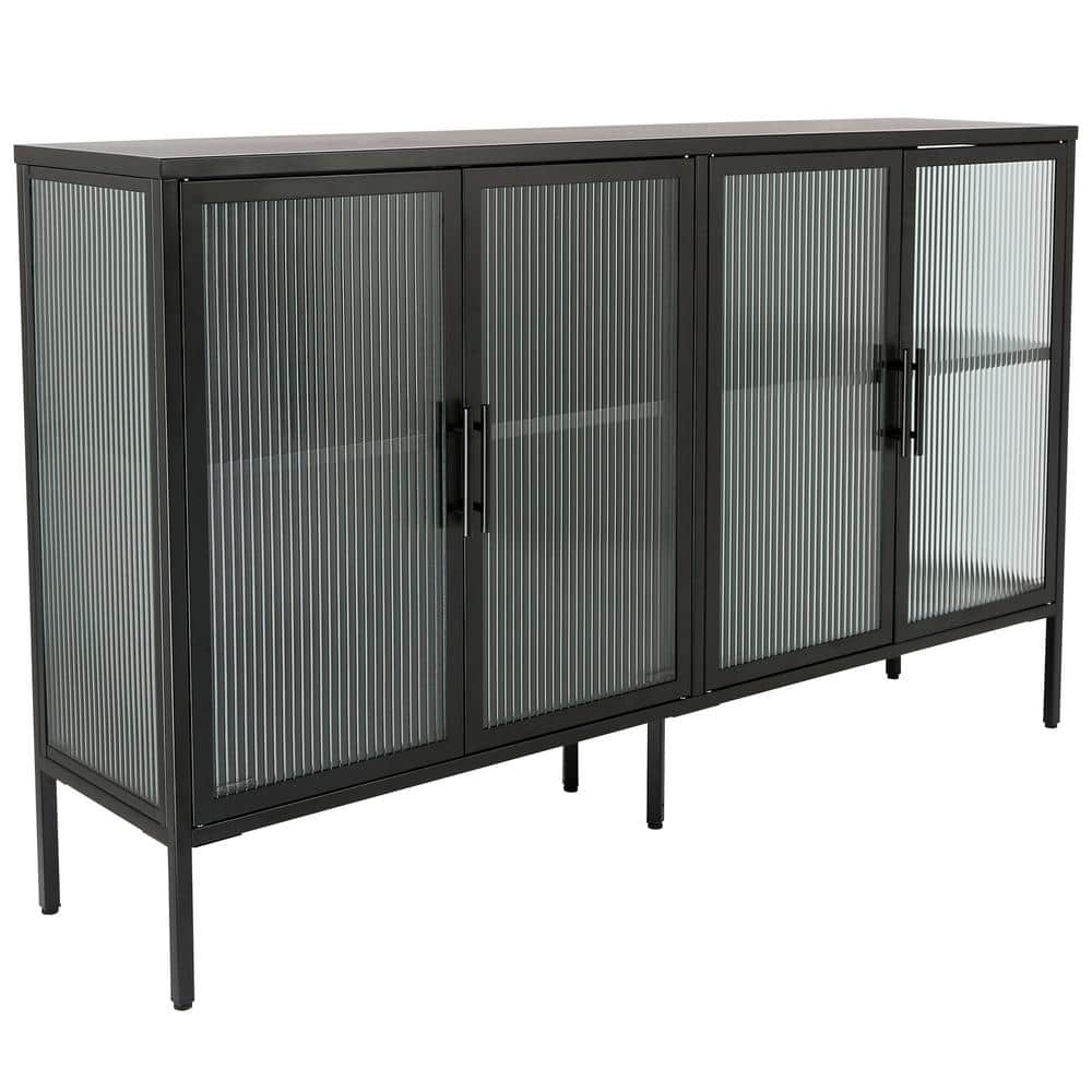 59.17 in. W x 13.86 in. D x 35.91 in. H Bathroom Black Linen Cabinet