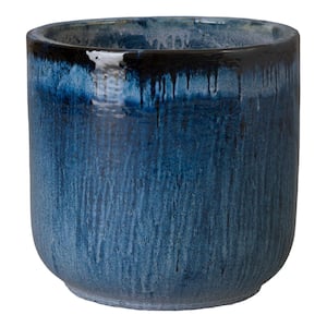 20 in. L x 20 in. H Quin Blue Ceramic Round Planter with High-fire treatment