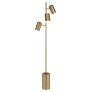 Dorset 65 in. 3-Light Brass Floor Lamp with Metal Shades