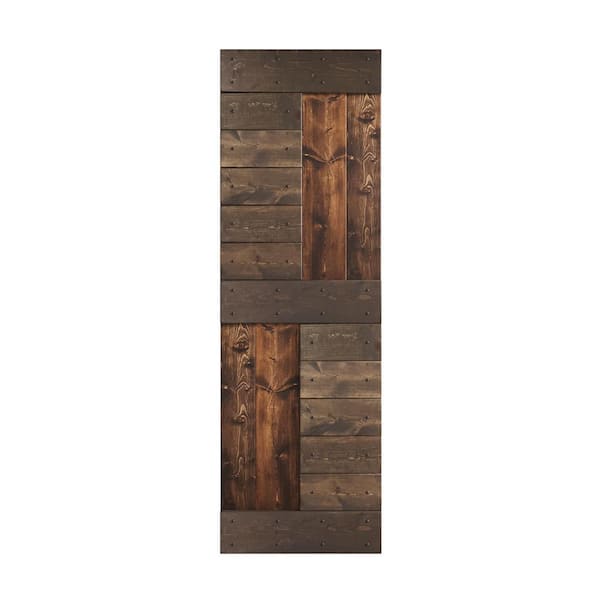 COAST SEQUOIA INC S Series 24 in. x 84 in. Kona Coffee/Smoky Gray Knotty Pine Wood Barn Door Slab