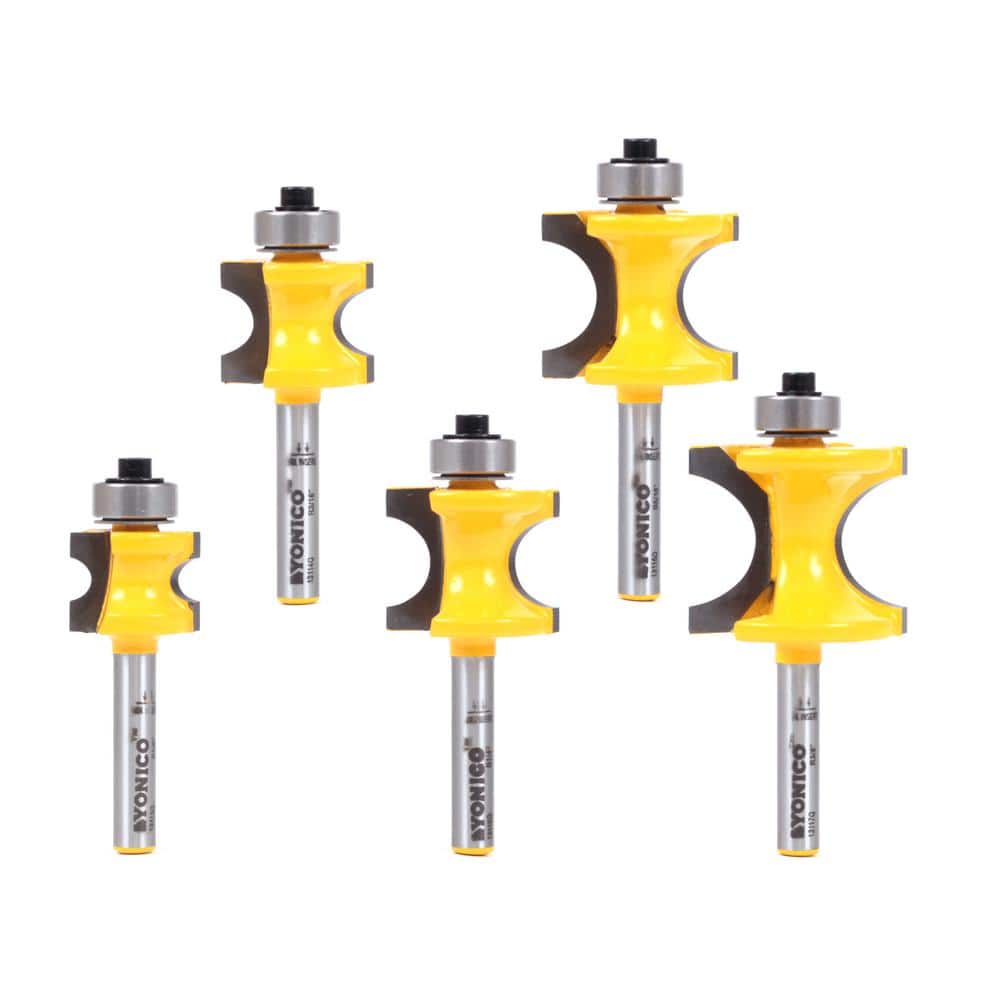 Yonico Bullnose 1/4 in. Shank Carbide Tipped Router Bit Set (5