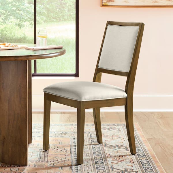 Landsdown Beige Upholstered Dining Chair with Haze Wood Legs (Set of 2)