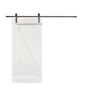 38 in. x 84 in. Z Series White Knotty Pine Wood Interior Sliding Barn Door with Hardware Kit