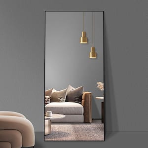 23.6 in. W x 65 in. H Rectangle Aluminum Alloy Frame Black Floor Mirror Full Length Mirror, Standing/Hanging Mirror