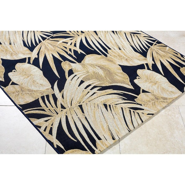 Warsaw Dark Green/Beige Coastal 5 ft. x 7 ft. Indoor/Outdoor Area Rug