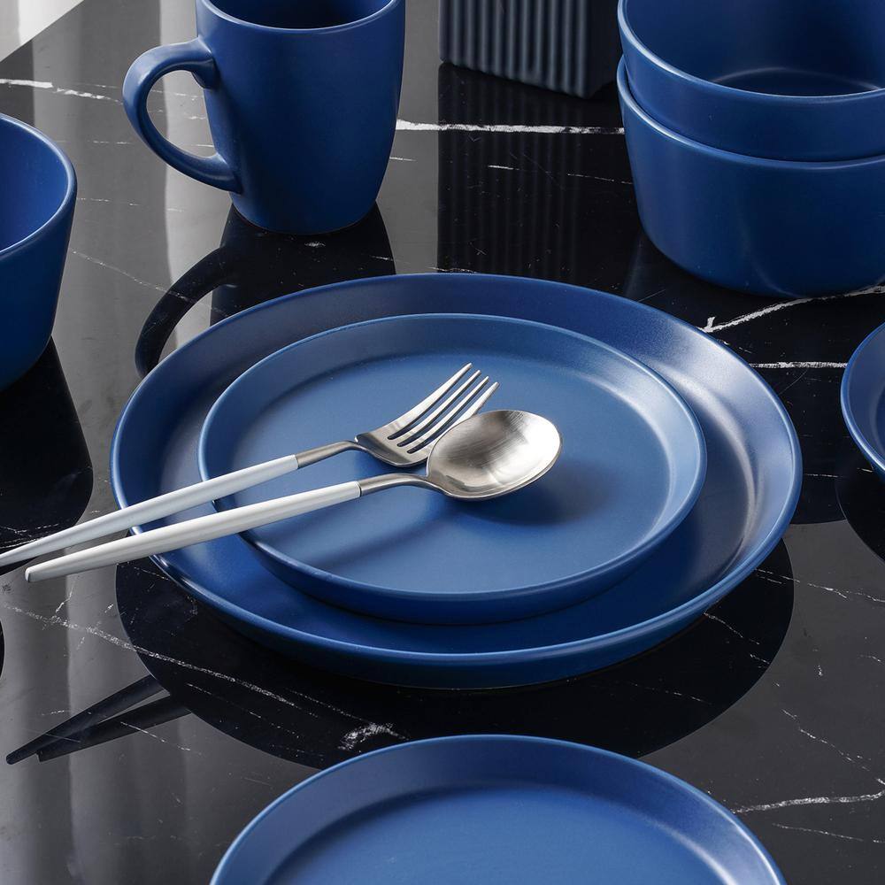 Blue Ceramic 32-Piece Round Dinnerware Set for 8