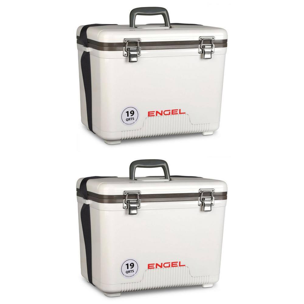 Engel 19 qt. Fishing Live Bait Dry Box Ice Cooler with Strap, White  (2-Pack) 2 x UC19