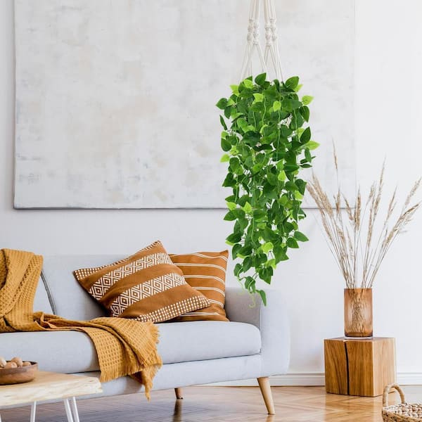 2 .9 ft Green Artificial Hanging Plant, Fake Plant Hanging Ivy