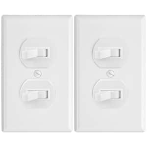 15Amp 120-Volt Polycarbonate White Single Pole Duplex Toggle Light Switch,Standard Wall Switch w/ Grounding Screw,2-pack