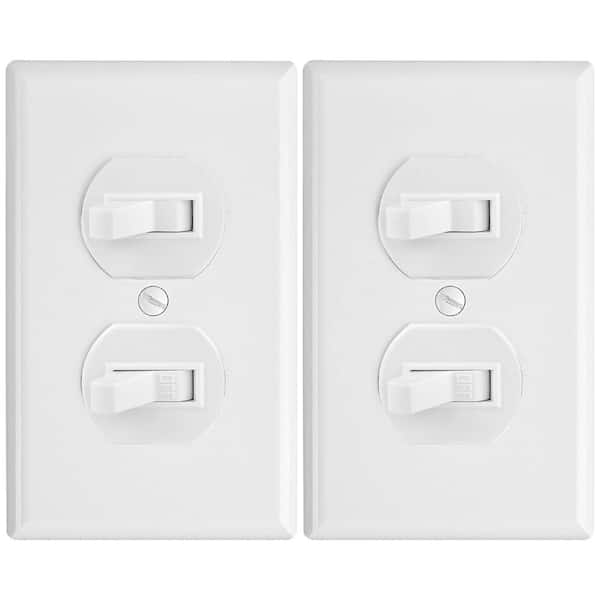 Faith 15Amp 120-Volt Polycarbonate White Single Pole Duplex Toggle Light Switch,Standard Wall Switch w/ Grounding Screw,2-pack