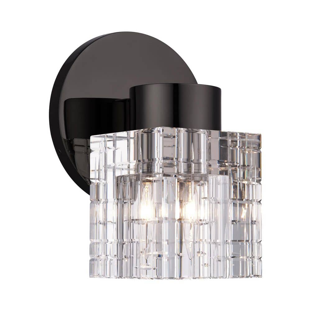 Downey 7 in. 1 Light Black Chrome Glamorous Wall Sconce with Crystal Shade price history on PriceWatchPro