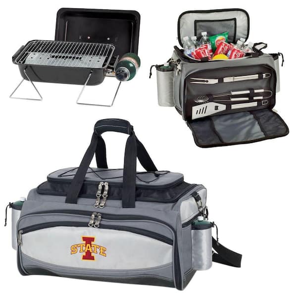Picnic Time Vulcan Iowa State Tailgating Cooler and Propane Gas Grill Kit with Digital Logo