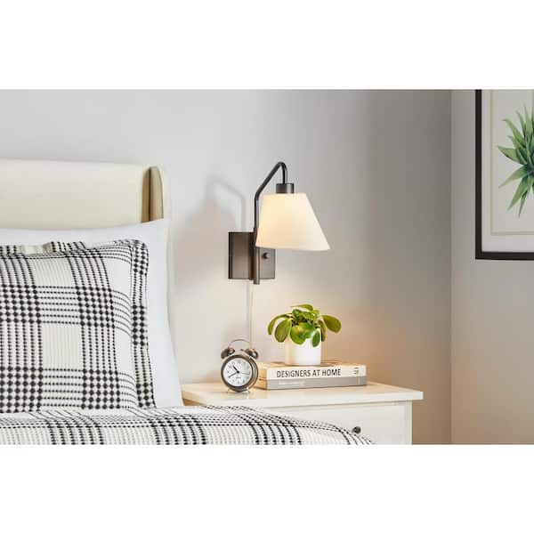 Home Decorators Collection Eppinger 11 in. 1-Light Matte Black Wall Sconce