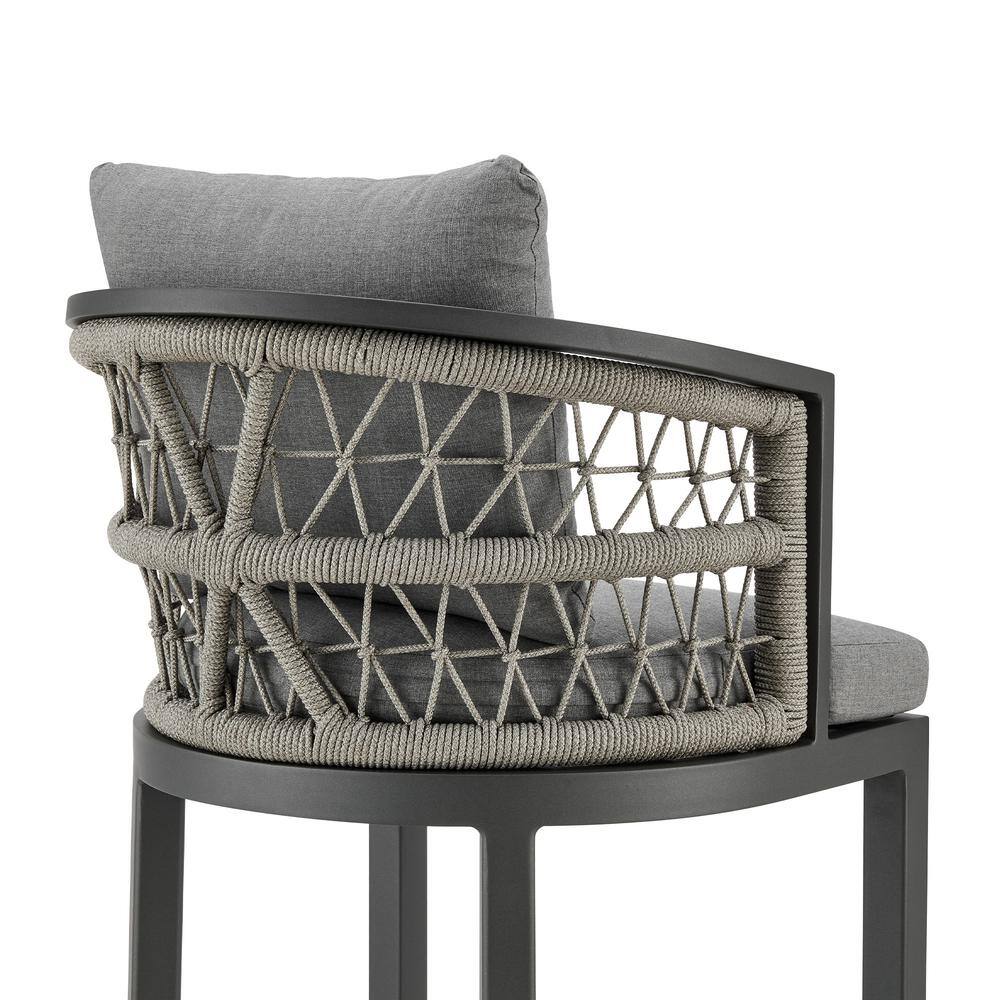 Zella Gray Aluminum Outdoor Counter Stool with Cushions