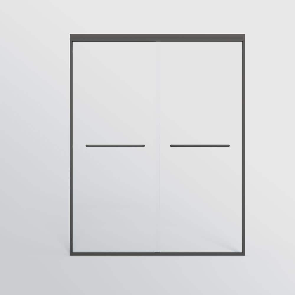 48 in. W x 72 in. H Double Sliding Semi-Frameless Shower Door in Matte Black Finish with Clear Glass price history on PriceWatchPro