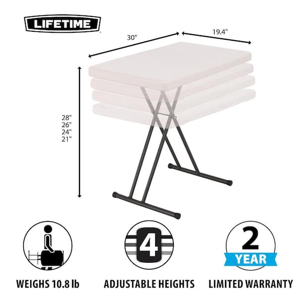 Lifetime 28240 Adjustable Folding Laptop Table TV Tray, 30 inch, Almond