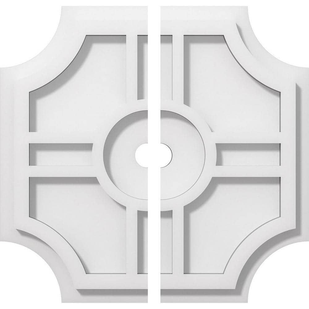 12'' White PVC Contemporary Two-Piece Ceiling Medallion