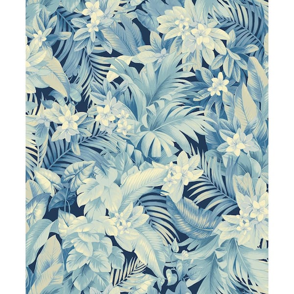 Umbrella Palm Lapis Tropical Vinyl Peel and Stick Wallpaper Roll (Covers 30.75 sq. ft.)