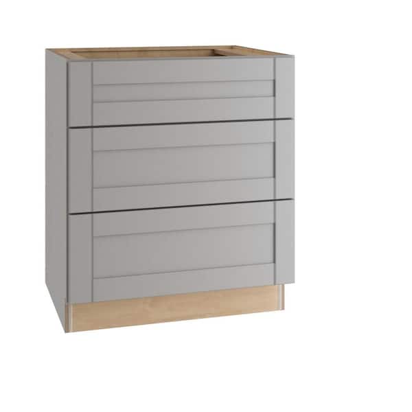 Washington Veiled Gray Plywood Shaker Assembled Drawer Base Kitchen Cabinet Soft Close 30 in W x 24 in D x 34.5 in H