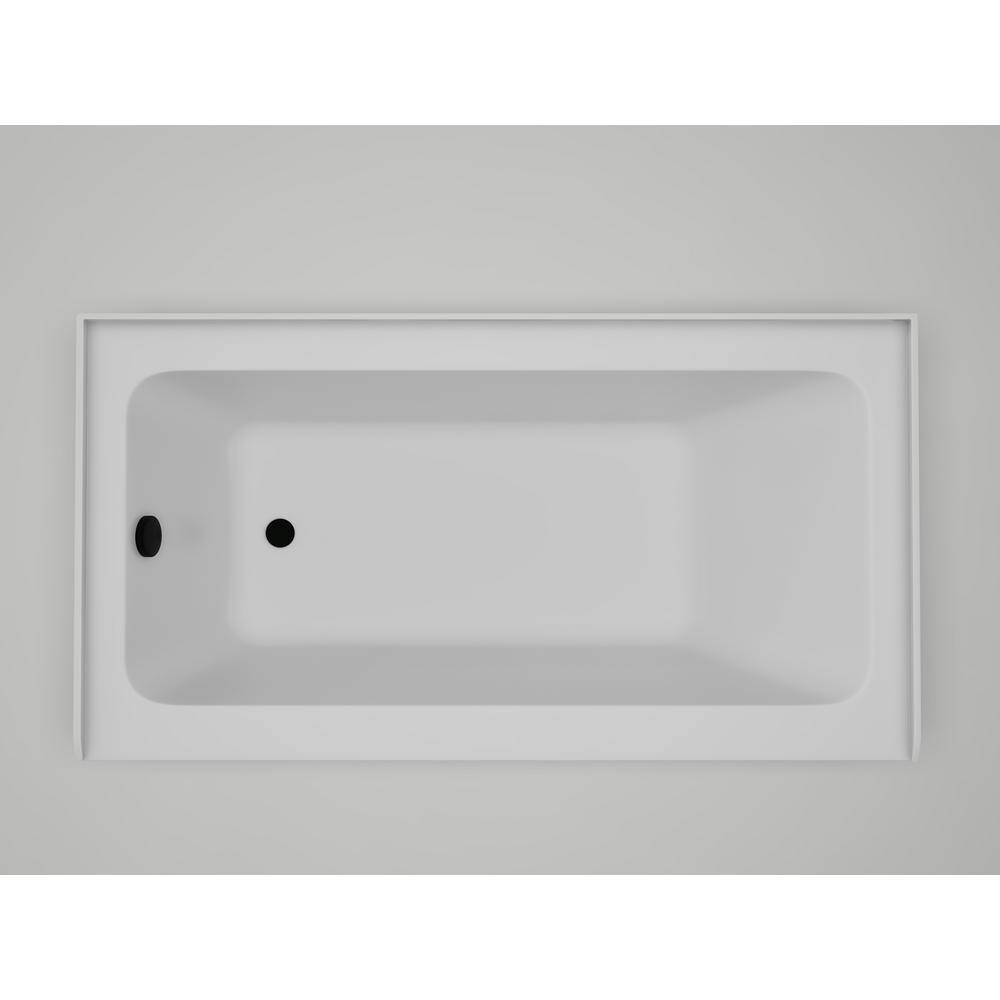 White Acrylic Alcove Soaking Bathtub with Skirt and Overflow