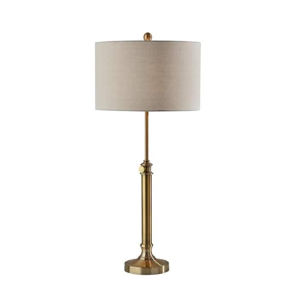 Simplee Adesso Barton 34.5 in. Antique Brass Table Lamp
