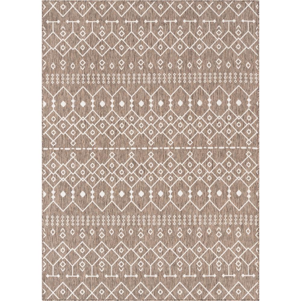 Taupe Synthetic 8' x 10' Easy-Care Rectangular Area Rug
