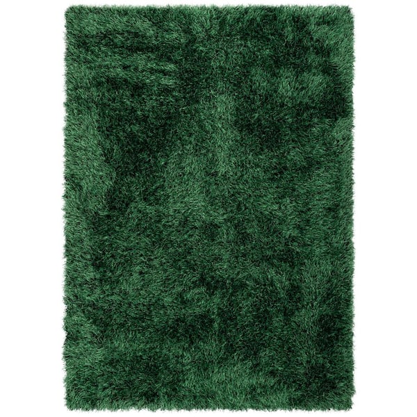 Well Woven Green 3 ft. 11 in. x 5 ft. 3 in. Kuki Chie Glam Shag Solid Pattern Area Rug