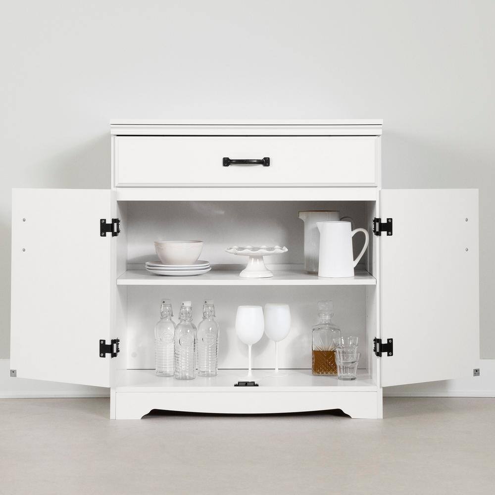 Pure White Farmhouse Freestanding Kitchen Cabinet with Adjustable Shelving