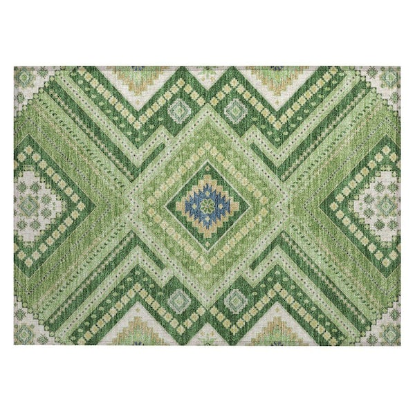Chantille Machine Washable Indoor/Outdoor Abstract ACN1010 Green 1 ft. 8 in. x 2 ft. 6 in. Area Rug