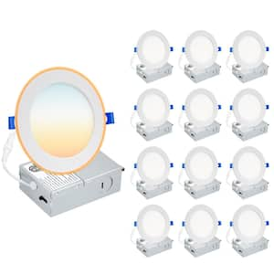 4 in. Adjustable 5CCT Canless LED Dimmable Indoor Integrated LED Recessed Downlight Kit with Night Light（12 Pack）