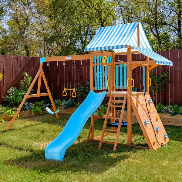 ペコぷぅ☆管424☆オランダ製☆ダッチ カントリースタイル☆ダイニング5点 Teamson Kids Laguna Wooden Playset with Belt and Web Swing Slide